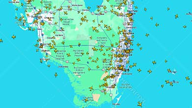 Time lapse of air traffic over Florida peninsula