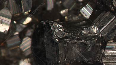 golden Pyrite crystals in close-up