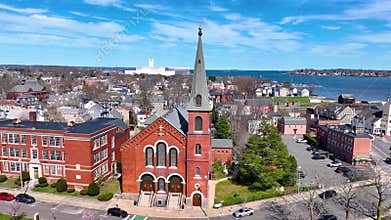 Salem city center aerial view, MA, USA