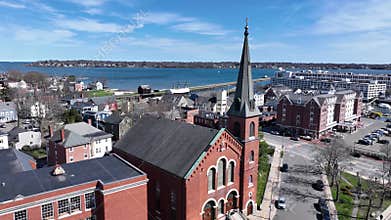 Salem city center aerial view, MA, USA