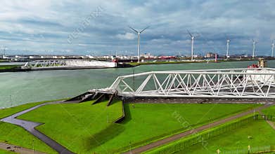 The Maeslantkering, or Maeslant barrier, is a storm barrier in the Rhine Delta in the Netherlands for flood protection