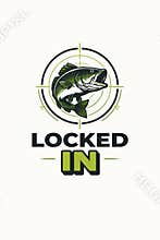 Locked In Fishing Success Logo Concept with Largemouth Bass and Target Design