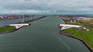 The Maeslantkering, or Maeslant barrier, is a storm barrier in the Rhine Delta in the Netherlands for flood protection