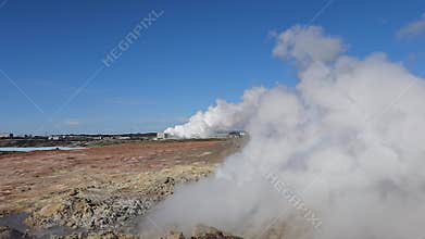 Gunnuhver, Iceland, a geothermal field of various mud pools and fumaroles in the Reykjanes Peninsula in Iceland