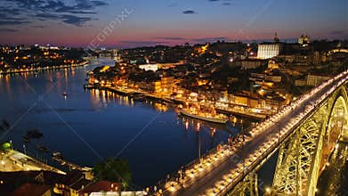 View of Porto city, Portugal in evening