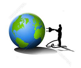 Man Plugging Into the Earth