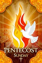 Greeting card banner poster with dove traditional Christian holiday Pentecost Sunday AI Generative