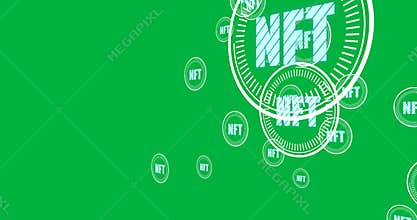 Animation of nft coin symbol hologram spinning over transparent background