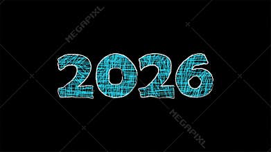 Dynamic Text Transformation of 2026 with Unique Hand-Drawn Animated Effect