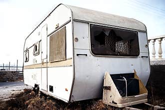 Abandoned old caravan