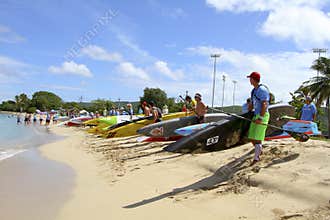 Competitors on beach before 10K Up Paddle Board race