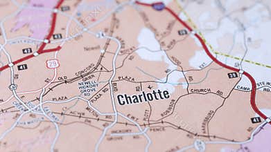 Charlotte NC North Carolina USA, US Map, City Location, 4k 60fps