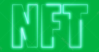 Animation of blue nft text on transparent background