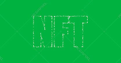 Animation of white outlined nft text on transparent background