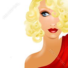 Beautiful Blonde Female Model Staring