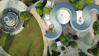 Aerial view of the Downtown Cary Park in Cary North Carolina, near Raleigh