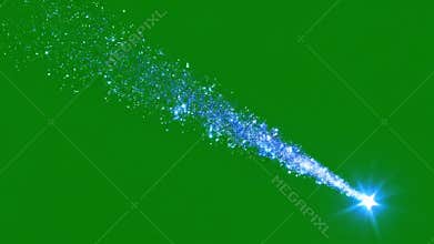 Sparkling Blue Star Trail on Green Screen Background for Visual Effects