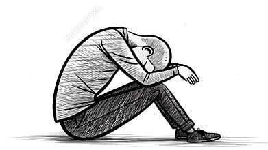 Animated Grayscale Stick Figure Expressing Sadness