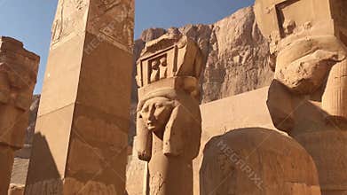 Hathor capital columns at the Mortuary Temple of Hatshepsut