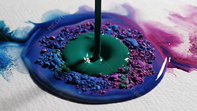 Watercolor Design of Abstract Liquid Colors Unfolding into Unique Blue and Purple Substance Perfect for Visual Metaphors in