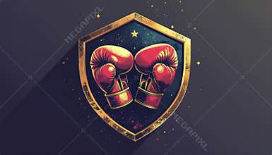 Boxing Gloves Championship Shield Emblem