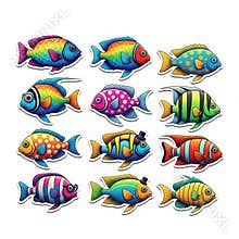 Vibrant Fish Illustrations Featuring Colorful Patterns and Unique Designs