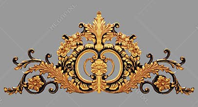 Ornament elements, vintage gold floral