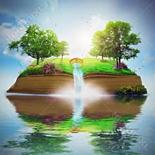 Beautiful garden on book