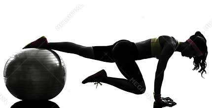 Woman exercising fitness workout plank position silhouette