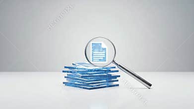 Magnifying glass investigating corrupted digital files