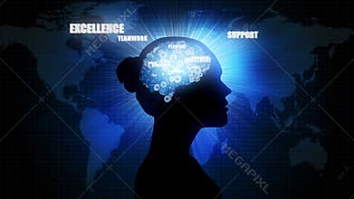 Business brain: businesswoman silhouette