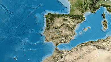 Portugal on the globe. Glow. Satellite. No labels