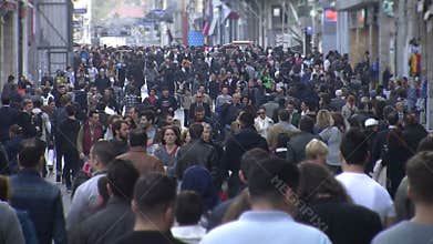 Crowd of people walking /Istanbul / Taksim April 2014