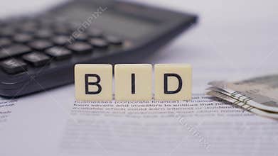 Word BID with Calculator and Indian Rupees