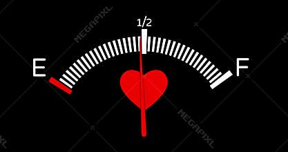Love level indicator gauge on black solid