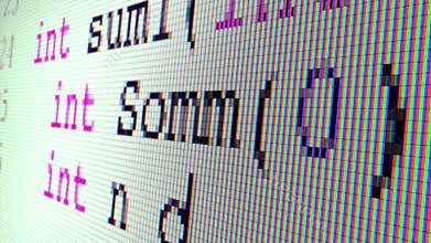 C++ code writing (close up on a TFT screen)
