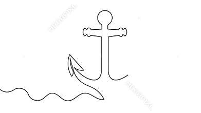 Animated ship anchor continuous line drawing minimal marine loop