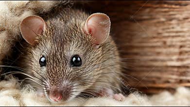 Cute Small Mice Peek out From Their Nest in Wood During Daytime, Showcasing Their Curious Nature and Playful Behavior