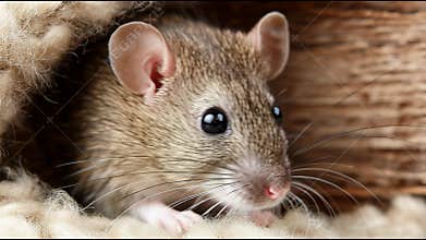 Exploring the Life of Small Mice in a Cozy Habitat Surrounded by Soft Materials and Natural Light in a Quiet Indoor