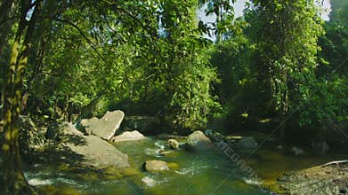 Small rapids river in the forests of Cambodia