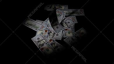Falling one hundred dollars pile as black