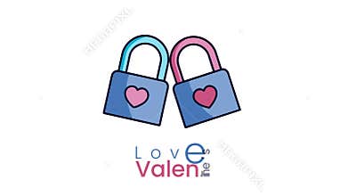 Animation of two locked padlocks with heart symbols representing eternal love and commitment