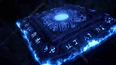 Ancient glowing artifact illuminated in mystical surroundings during nighttime exploration