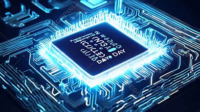 Animation of a glowing microchip labeled Programmers Day