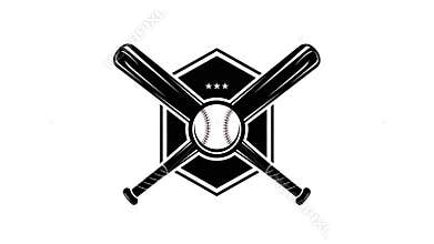 Classic Baseball Emblem with Crossed Bats and Ball