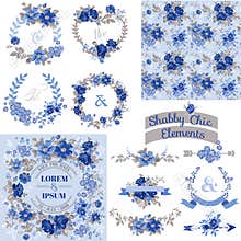 Vintage Floral Set - Frames, Ribbons, Backgrounds