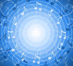 Radial Music Notes Blue Background