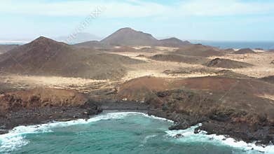 Aerial View of Lobos Island Coastline, Canary Islands
