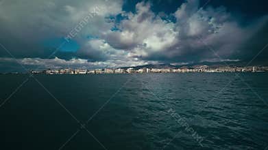 The Sea and Houses in City Izmir Turkiye