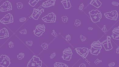 Purple food and drink illustrations suitable for menu design